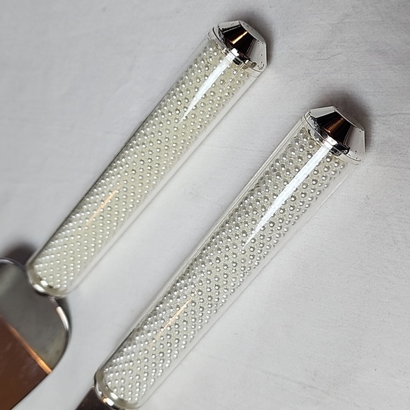 Lenox Jubilee Pearl 2 Piece Dessert Set Wedding Cake Knife Server Pearl Handle - Picture 3 of 7